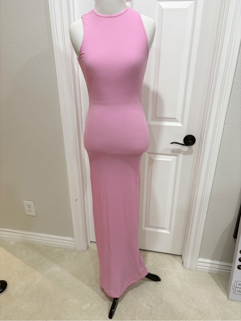 SKIMS Soft Lounge Sleeveless Ribbed Pink Maxi Dress XS - Picture 2 of 5